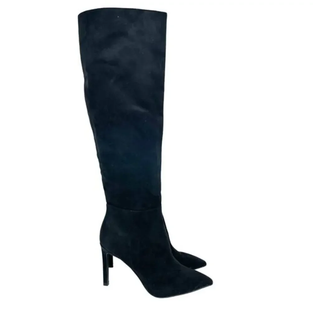 Open Edit Women's Barbara Tall Pointed Toe Boot Black Size 6.5 M‎